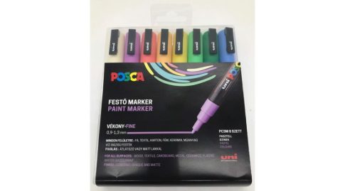 Dekormarker készlet, 0,9-1,3 mm, UNI Posca PC-3M - 8 színű Pasztell készlet