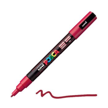 Dekormarker, 0,9-1,3 mm, UNI "Posca PC-3M" - Sötétpiros 014