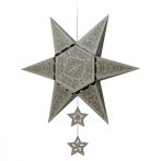 Origami - Csillag forma - Ezüst színű készlet, 16 + 1 db