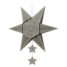 Origami - Csillag forma - Ezüst színű készlet, 16 + 1 db
