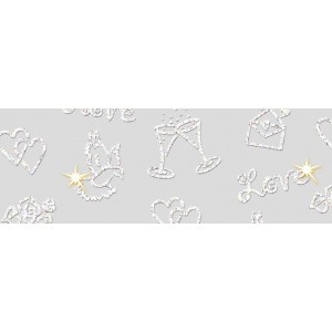 Transzparens papír, glitteres - Esküvői fehér mintás, 20x30 cm, 5 lap