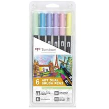   Tombow ABT Dual Brush Pen - Kéthegyű marker filctoll 6 db - pasztell színek