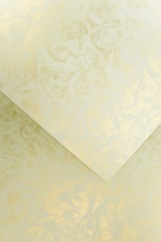 Domborított karton - Rózsák mintás karton, 250 gr, A4, 1 lap - Krém színű