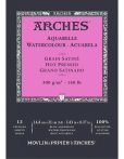   ARCHES savmentes akvarelltömb 100 % pamutból, 300 gr, melegen préselt, sima - 12 lap, A5