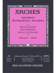   ARCHES savmentes akvarelltömb 100 % pamutból, 300 gr, melegen préselt, sima - 12 lap, A4