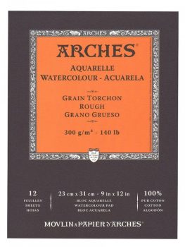 ARCHES savmentes akvarelltömb 100 % pamutból, 300 gr, hidegen préselt, durva felületű - 12 lap, A5