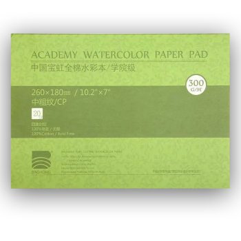 Akvarelltömb - Baohong Pure Cotton Cold Pressed Watercolor Paper Pad 260x180mm