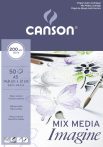   CANSON "Imagine" savmentes, természetes fehér, síma rajzpapír-tömb, rövid old. ragasztott, minden technikához 200g/m2 50 ív A5