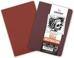 CANSON ArtBooks: "INSPIRATION", vázlatfüzet, finom szemcsés papír, a borítóra rajzolni, vagy festeni is lehet 96g/m2 24 ív, 2 db/szín A6 borító: bordó/tégla