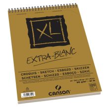   CANSON "XL"  EXTRA BLANC, extra fehér, savmentes, skiccpapír-tömb, rövid oldalán spirálkötött, mikroperforált 90g/m2 120 ív A3