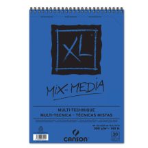   CANSON  "XL" MIX-MEDIA természetes fehér enyhén szemcsés rajzpapír-tömb, rajz és akv. pap. röv. old. spirálkötött, mikroperforált 300g/m2 30 ív A4