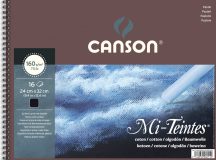   Mi-Teintes CANSON, savmentes színes pasztellkarton-tömb, (rövid oldalán spirálozott, selyempapír elválasztólap) 160g/m2 16 ív fekete 24 x 32