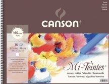   Mi-Teintes CANSON, savmentes színes pasztellkarton-tömb, (rövid oldalán spirálozott, selyempapír elválasztólap) 160g/m2 16 ív fehér 32 x 41