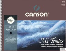   Mi-Teintes CANSON, savmentes színes pasztellkarton-tömb, (rövid oldalán spirálozott, selyempapír elválasztólap) 160g/m2 16 ív fekete 32 x 41