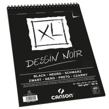   CANSON "XL" DESSIN NOIR, fekete fotókarton-tömb, rövid oldalán spirálkötött, mikroperforált 150g/m2 40 ív A3