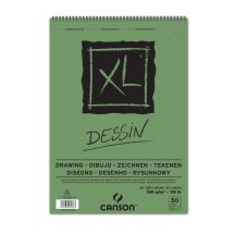   CANSON  "XL"  DESSIN, természetes fehér, savmentes rajzpapír-tömb, rövid oldalán spirálkötött, mikroperforált 160g/m2 50 ív A3