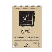   CANSON  "XL"  KRAFT, natúr barna színű csomagoló jellegű rajzpapír-tömb, rövid oldalán spirálkötött, mikroperforált 90g/m2 60 ív A4