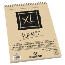   CANSON  "XL"  KRAFT, natúr barna színű csomagoló jellegű rajzpapír-tömb, rövid oldalán spirálkötött, mikroperforált 90g/m2 60 ív A3