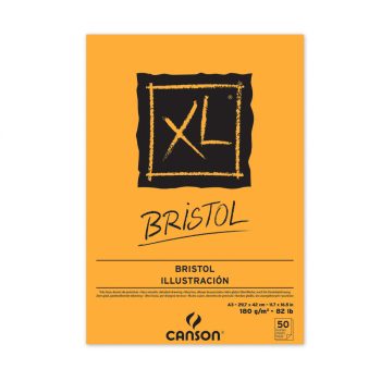 CANSON  "XL"  BRISTOL extra- fehér, sima rajzpapír-tömb, rövid oldalán ragasztott, mikroperforált 180g/m2 50 ív A3