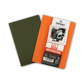 CANSON ArtBooks: ÚJ "INSPIRATION", vázlatfüzet, finom szemcsés papír, a borítóra rajzolni, vagy festeni is lehet 96g/m2 24 ív, 2 db/szín A6 borító: borostyán/narancs