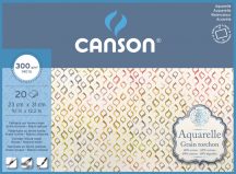   Aquarell CANSON, savmentes akvarellpapír,  100 % gyapotból , tömb 20 ív 4-oldalt ragasztott, 300 gr, érdes, 23x31 cm