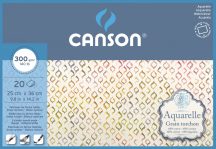   Aquarell CANSON, savmentes akvarellpapír,  100 % gyapotból , tömb 20 ív 4-oldalt ragasztott, 300 gr, érdes, 25x35 cm