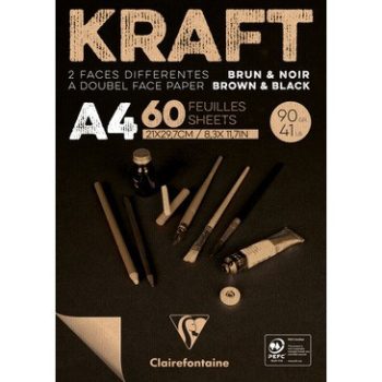 KRAFT rajztömb, fekete/barna 90 g/m2 60 ív 21 x 29,7 A4