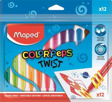 Zsírkréta, kitekerhető, MAPED "Color'Peps", 12...