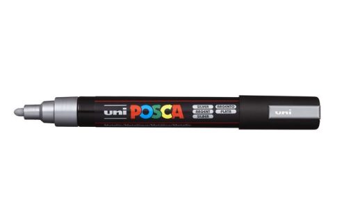 Dekormarker, 1,8-2,5 mm, UNI "Posca PC-5M", ezüst 26