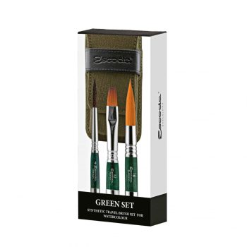 Escoda 1273 Green Set - szintetikus ecset szett, utazó készlet, összecsukható