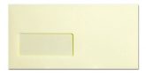   Prémium boríték - Elefántcsontszínű ablakos DL boríték, 22x11 cm, 120gr