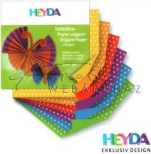   Origami papír - Pöttyös hajtogató készlet, 6 színű, 10x10 cm