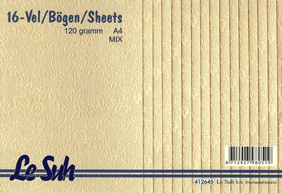 Domborított papír - Apró virágok, krém színű, A4, 16 lap, 120gr.