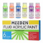 Akrilfesték készlet - MEEDEN Fluid Acrylic Paint Set, 6 Metál színek