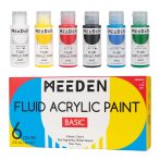   Akrilfesték készlet - MEEDEN Fluid Acrylic Paint Set, 6 Vibrant Colors 6x60 ml  - BASIC