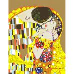 Számozott kifestő készlet vászonra 35x45 cm - Akrilfestékkel, ecsetekkel, felnőtteknek Klimt Csók