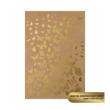 Kraft kartonpapír A4 225gr - Arany pillangó mintás