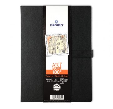 CANSON ArtBook 180°,  kinyitva síkfekvésű vázlatkönyv  96g 80 ív 21,6 x 27,9