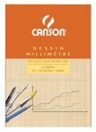 CANSON MM - miliméter nyomat, barnássárga, fehér rajzpapíron - 90gr tömb, 50 ív A4