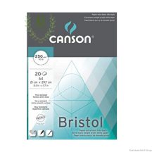   CANSON Illustration Bristol fehér, síma rajztömb ilusztrációhoz és mangához, rövid oldalán ragasztott 250g/m2 20 ív A3