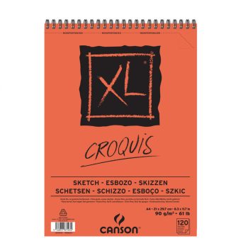 CANSON XL CROQUIS  , csontfehér skiccpapír-tömb spirálkötött, mikroperforált 90gr 120 ív A4