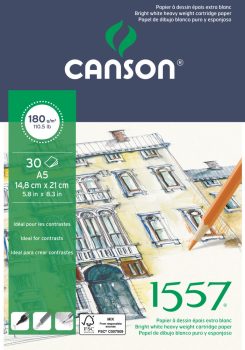 1557 savmentes, fehér rajztömb,  ragasztott 180gr 30 ív A5