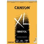 CANSON XL BRISTOL extra- fehér, sima rajztömb, spirálkötéses, mikroperforált 180gr 50 ív A3