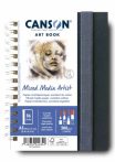 CANSON Books XL MIX MEDIA Portrait könyv, spirálkötött, fekete borítóval, 300gr 28 ív 56 lap A5