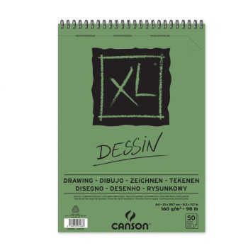 CANSON XL DESSIN, természetes fehér,   rajztömb, spirálkötött, mikroperforált 160gr 50 ív A4