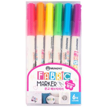 MUNGYO textilmarker készlet - Fluoreszkáló színek - 6 db