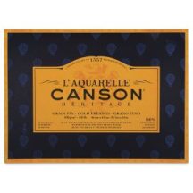 CANSON Héritage merített,  akvarelltömb 100 % pamutból,  12 ív, finom 23 x 31 cm