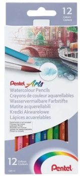 Pentel hatszögletű aquarell színesceruza 12 szín 