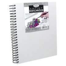 Vázlattömb, személyre szabható, fehér vászonkötéses spirálos - Royal SketchBook A4