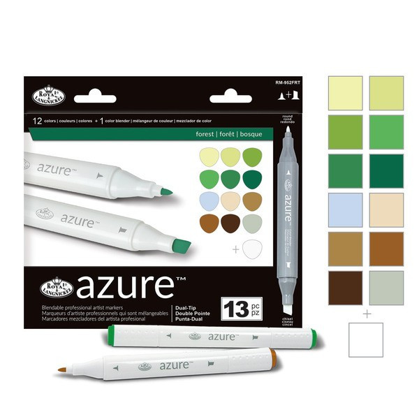 Royal and Langnickel - Azure Artists Markers - Dual Tip - Forest Set of 13